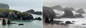 The storms of 2013 destroyed the ancient Porthcothan rock arch in Cornwall